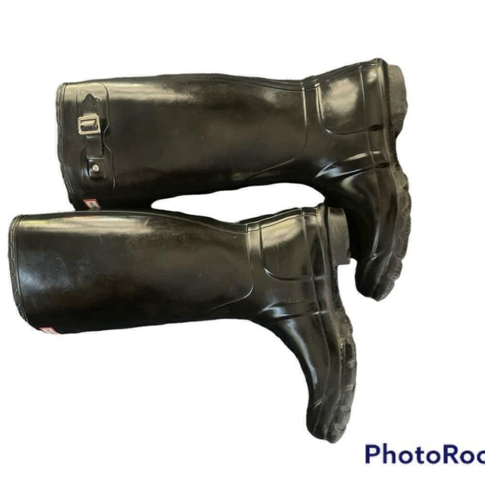 HUNTER | Tall Black Original Shiny Glossy Hunter Rain Boots UK 5/ US 6 - Picture 3 of 16